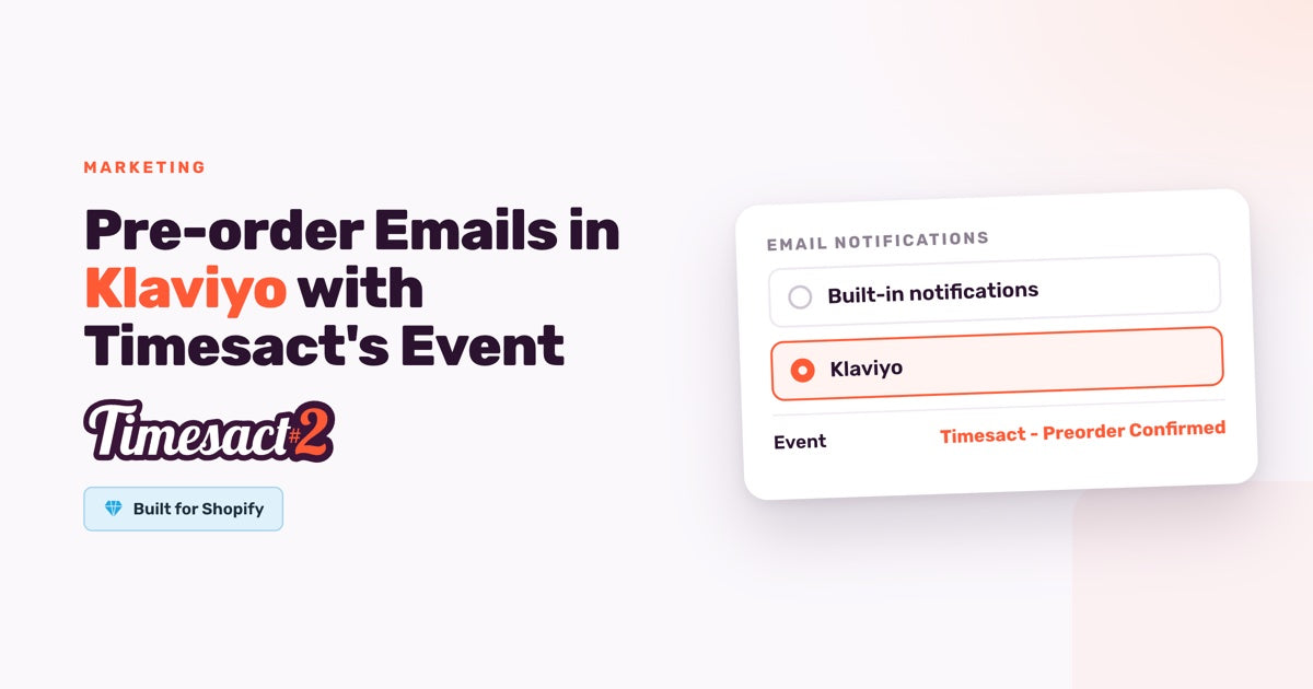 Pre-order Emails in Klaviyo with Timesact's Event