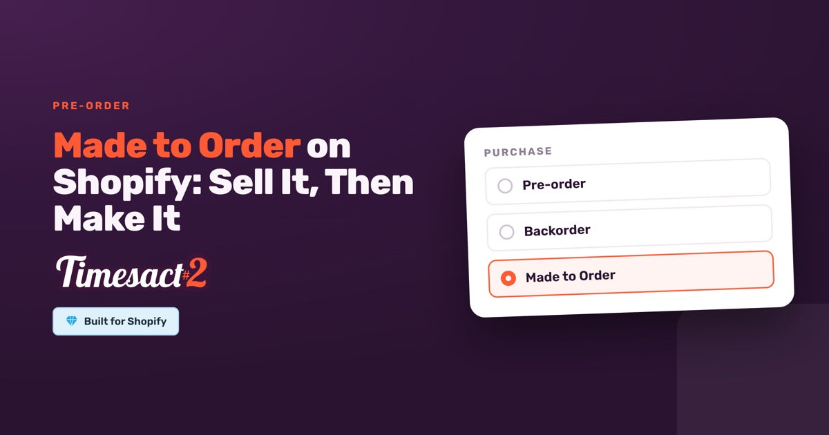 Made to Order on Shopify: Sell It, Then Make It